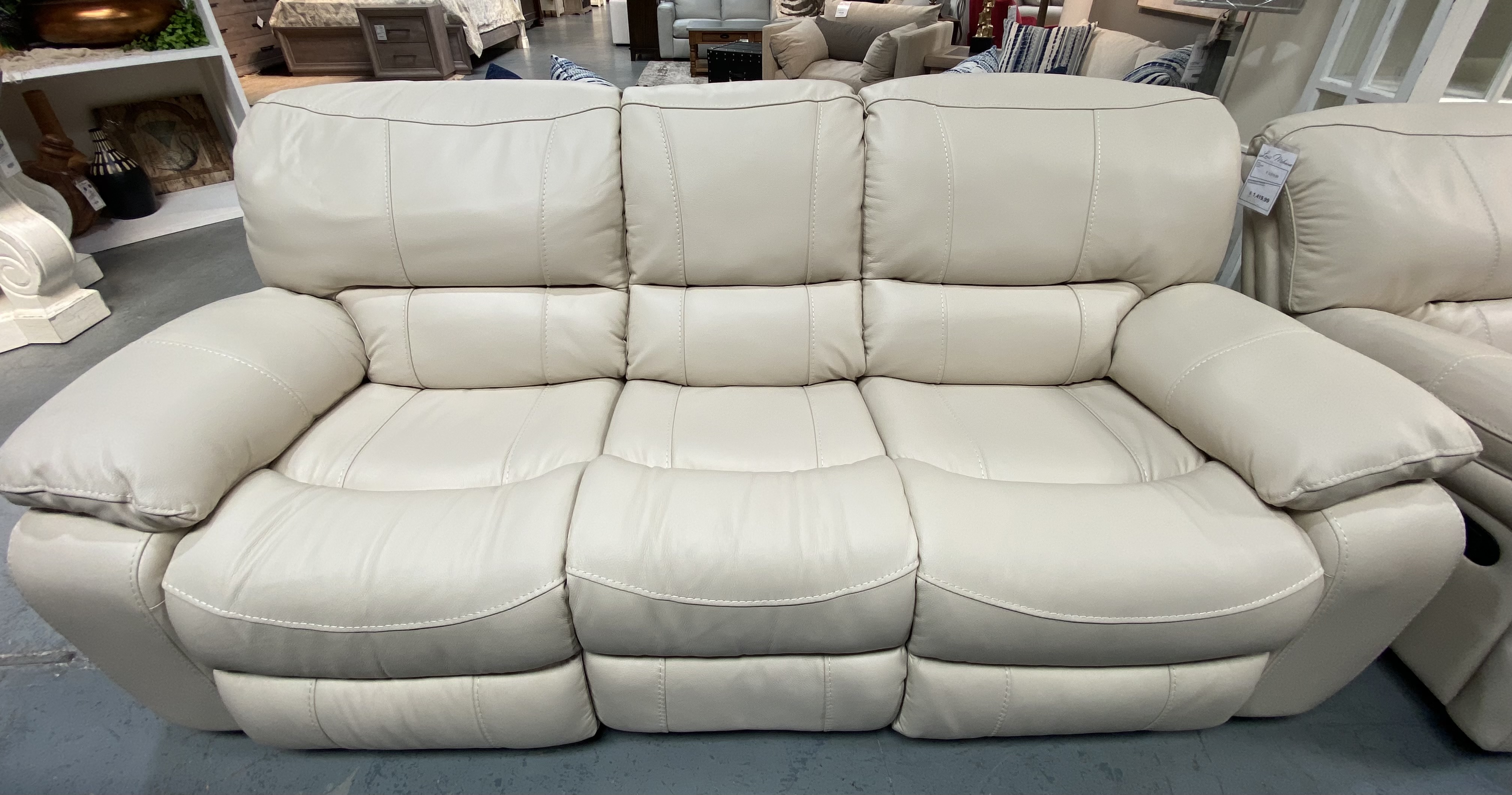 Dual Reclining Sofa, Cream 2031d (leather Match) - Louis Mohana 