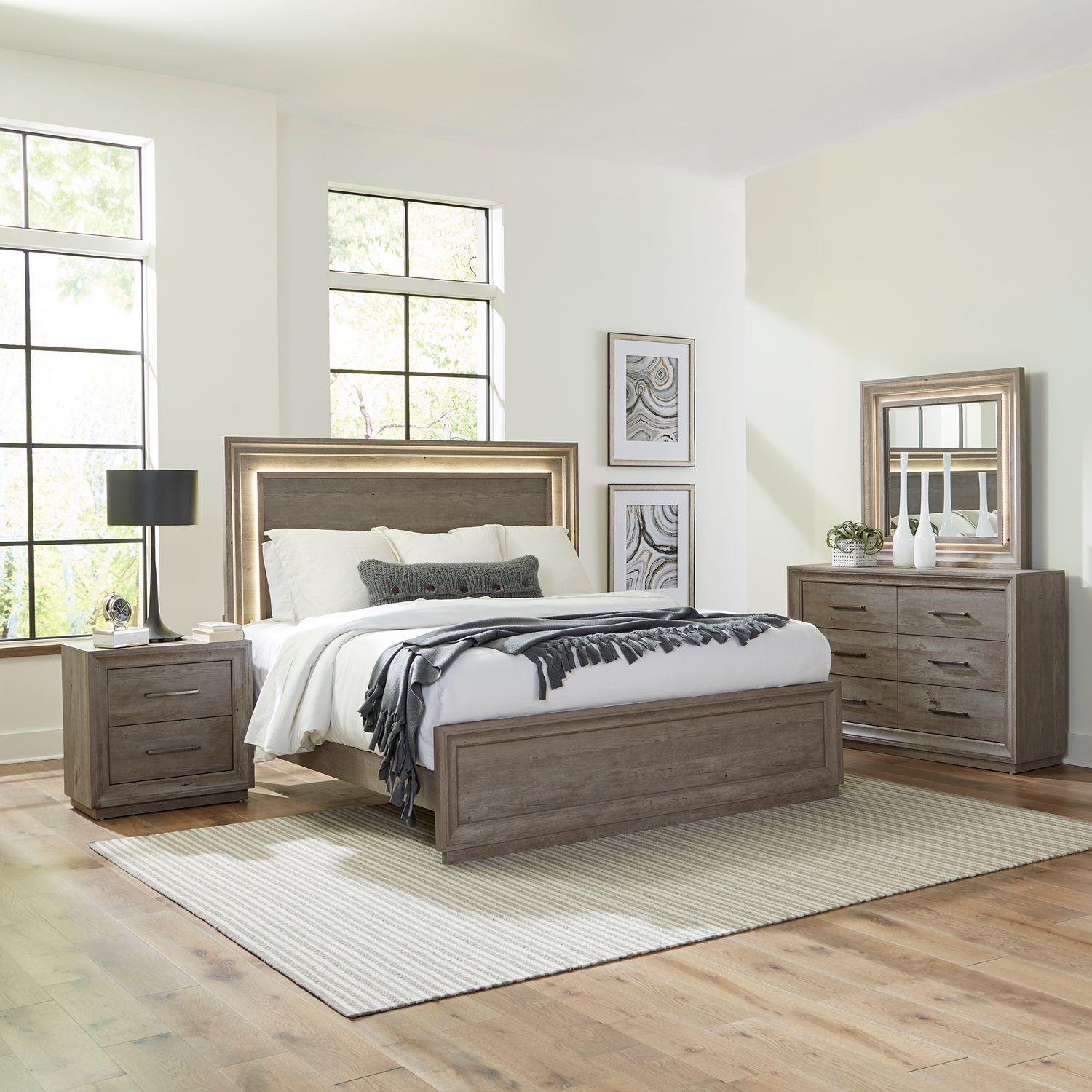 6/6 King Panel Bed, Horizons, Graytone Finish - Louis Mohana Furniture ...