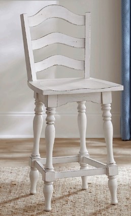Ladderback Swivel Counter Height Stool - Antique White & Weathered
